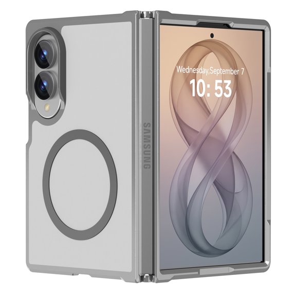 for Samsung Galaxy Z Fold 8 Case, Magnetic Anti-Yellowing Slim Rugged Cover, MagSafe Compatible, Grey