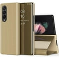 thumbnail image 1 of for Samsung Galaxy Z Fold3 5G Double Screen Mirror Case,Clear View Smart Window Screen Display Case Support Wireless Charging Flip Foldable Phone Cover for Samsung Galaxy Z Fold3 QH QH Golden, 1 of 12