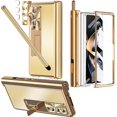 thumbnail image 1 of Samsung Galaxy Z Fold4 Case with S Pen, Metal Hinge Protection Stand Case, Aluminum Material, Gold-Metal, Compatible 5G Phones, 1 of 14