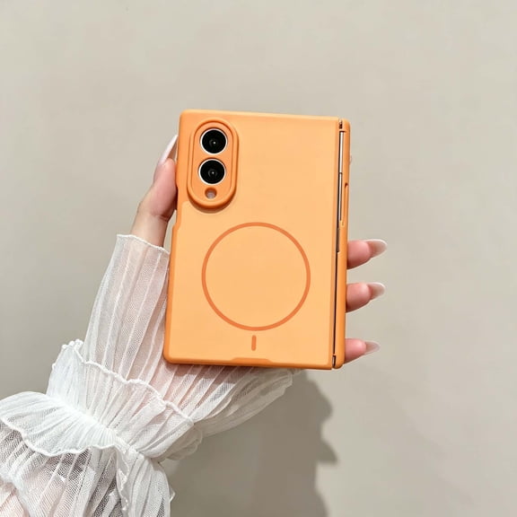 For Samsung Galaxy Z Fold8 Phone Case,With Hinge Protection,Compatible with Mag-Safe,Two-Color Design,Anti-fingerprint Matte Back Cover,Shockproof Non-Slip Rugged Back Phone Case,Orange