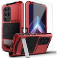 thumbnail image 1 of for Samsung Galaxy s24 Ultra Case Heavy Duty Metal Aluminium Bumper Built in Screen Protector Lens Military Grade Rubber Hard Durable Phone Cases Men  s 24 Ultra 2024 Red, 1 of 12