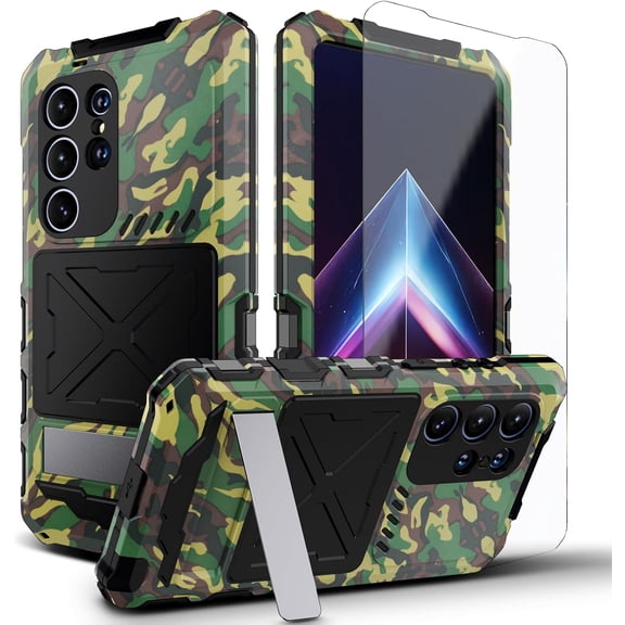 for Samsung Galaxy s24 Ultra Case Heavy Duty Metal Aluminium Bumper Built in Screen Protector Lens Military Grade Rubber Hard Durable Phone Cases Men s 24 Ultra 2024