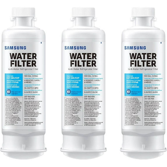 Samsung HAF-QIN-3P/EXP - Refrigerator water filter (pack of 3) - for Samsung RF22A4121, RF22A4221, RF28T5021, RS23A500, RS27T5201, RS28A500, RS28A5F61
