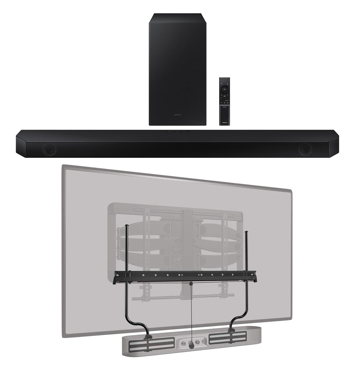 Samsung HWQ60B 3.1ch Soundbar and Subwoofer with DTS VirtualX with a Sanus SASB1B1 Soundbar