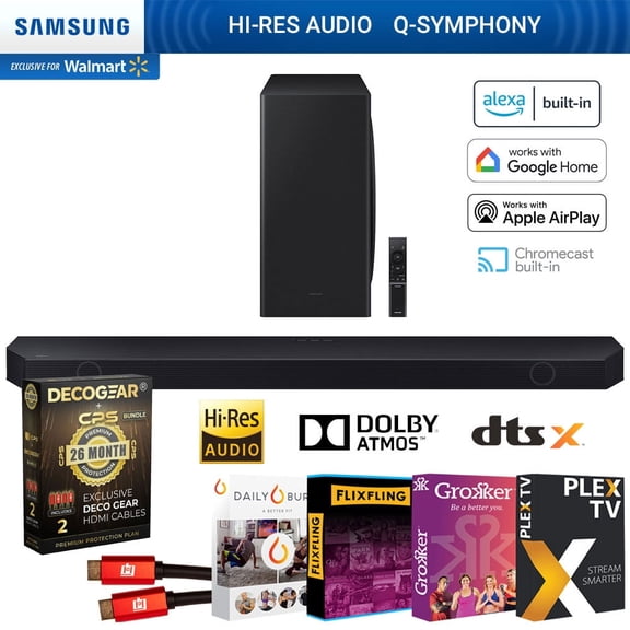 Samsung HW-Q800D Q-series 5.1.2ch Dolby ATMOS Soundbar w/Q-Symphony (2024) Bundle with Tech Smart USA Premiere + 2 Year CPS Enhanced Protection Pack