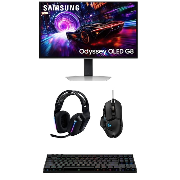 Samsung LS27FG810SNXZA 27" G91SD Odyssey OLED 4K 240Hz Gaming Monitor with G733 Headset, G515 Keyboard, and G502 Mouse (2025)