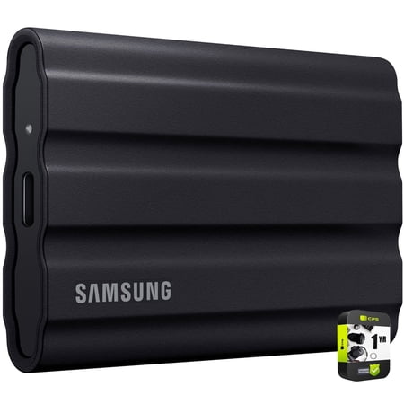 Samsung MU-PE1T0S/AM T7 Shield Portable Solid State Drive 1TB 2022 Black Bundle with 1 YR CPS Enhanced Protection Pack