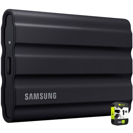 Samsung MU-PE1T0S/AM T7 Shield Portable Solid State Drive 1TB 2022 Black Bundle with 1 YR CPS Enhanced Protection Pack