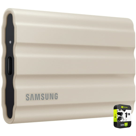 Samsung MU-PE2T0K/AM T7 Shield Portable Solid State Drive 2TB 2022 Beige Bundle with 1 YR CPS Enhanced Protection Pack