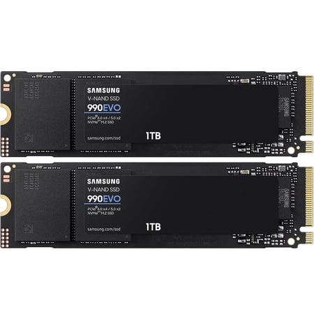 Samsung MZ-V9E1T0B/AM 990 EVO 5.0 NVMe SSD 1TB: Ultra-Fast 5,000MB/s Read, Efficient 2 Pack