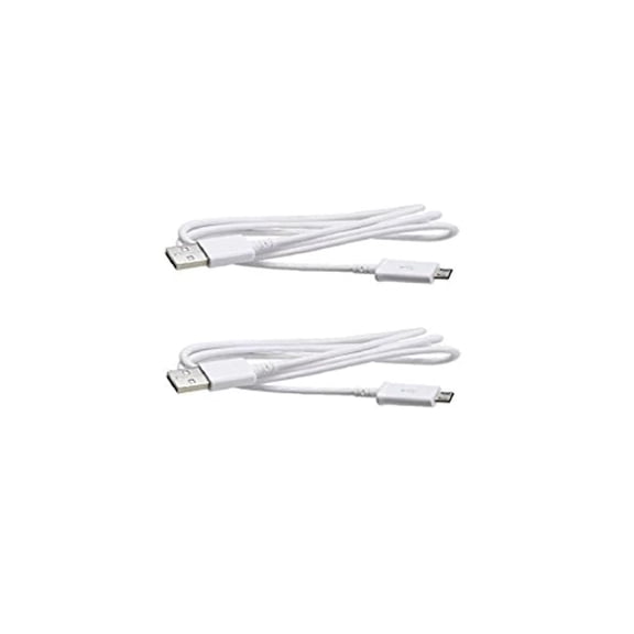 Samsung Micro USB Charging Data Cable for Galaxy S2/S3/S4/Note 1/2, 2 Pack - Non-Retail Packaging - White - New
