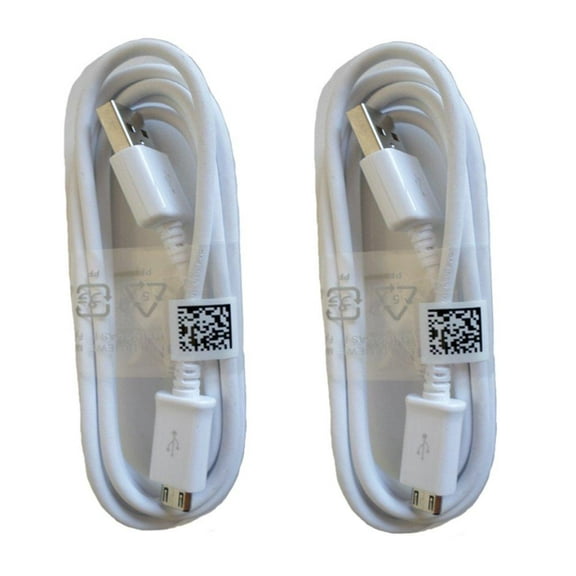 Samsung Micro USB Charging Data Cable for Galaxy S3/S4/Note 2, 2 Pack - Non-Retail Packaging - White - New