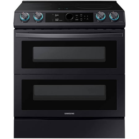 Samsung - 6.3 cu. ft. Slide-In Induction Range with WiFi, Flex Duo™, Smart Dial & Air Fry - Black stainless steel