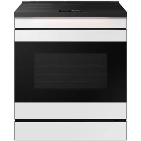 Samsung - 30 in. Wide 4 Burner Bespoke 6.3 Cu. Ft. Slide-In Electric Induction Range AI Home Display - White Glass