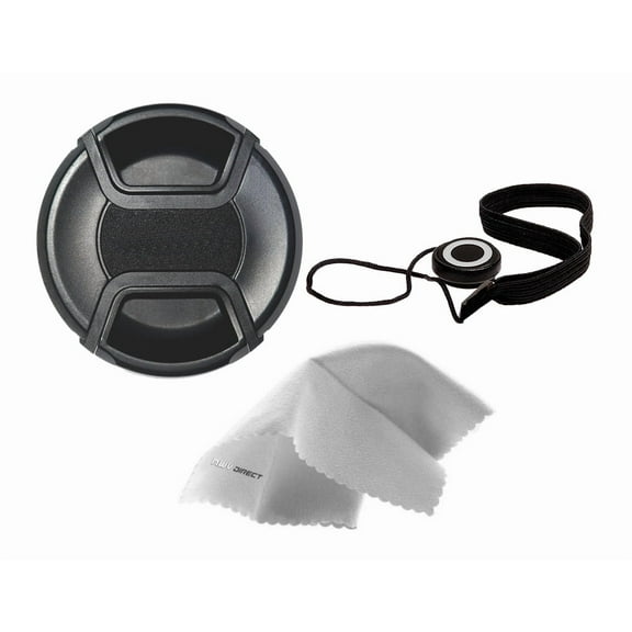 Samsung NX3300 Lens Cap Center Pinch (40.5mm) + Lens Cap Holder + Nwv Direct Microfiber Cleaning Cloth.