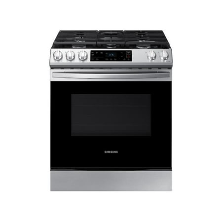Samsung - 6.0 cu. ft. Front Control Slide-in Gas Range with Wi-Fi, Fingerprint Resistant - Stainless Steel