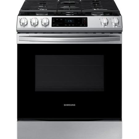 Samsung - 6.0 cu. ft. Front Control Slide-in Gas Range with Wi-Fi, Fingerprint Resistant - Stainless Steel