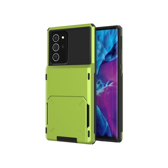 Samsung Note 20 Case, Mantto Wallet Cover 5 Credit Card Slots Holder Flip Hidden Rugged Dual Layer PC & TPU 2 in 1 Protection Hybrid Tough Back Armor Phone Skin For Samsung Galaxy Note 20, Green