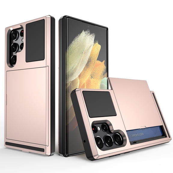 for Samsung Note 20 Case Wallet Credit Card Holder ID Slot Sliding Door Hidden Pocket Men Anti-Scratch Dual Layer Hybrid Bumper Armor Protective Back Cover For Samsung Galaxy Note 20,
