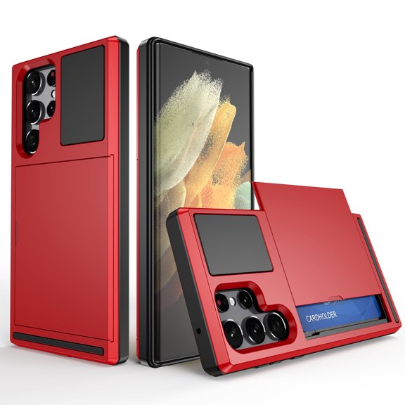 for Samsung Note 20 Case Wallet Credit Card Holder ID Slot Sliding Door Hidden Pocket Men Anti-Scratch Dual Layer Hybrid Bumper Armor Protective Back Cover For Samsung Galaxy Note 20,