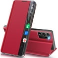 thumbnail image 1 of for Samsung Note 20 Ultra 5G Case View Clear Smart Window Kickstand Note 20 Ultra Case Slim Mirror Hard PC Leather Luxury Flip Case for Samsung Galaxy Note 20 Ultra Cover (Red), 1 of 14