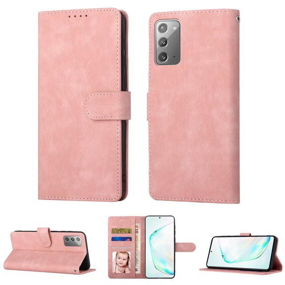 Samsung Note 20 Wallet Case, Luxury RFID Blocking Card Holder Slot, Stand Premium PU Leather & Soft TPU Back Shockproof Flip Folio Book Magnetic Cover For Samsung Galaxy Note 20,Pink