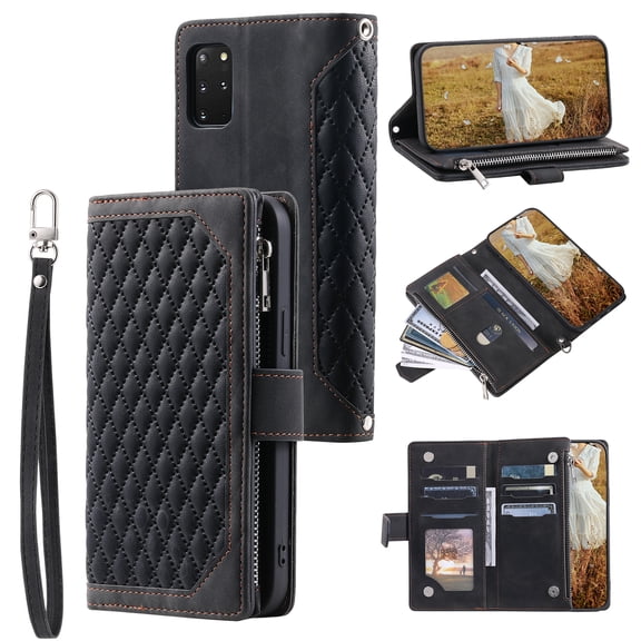 for Samsung Note 20 Wallet Cover, Magnetic Premium Crossbody Wallet Case, Adjustable Detachable Lanyard Neck Strap with Kickstand Card Holder Protective Cover For Samsung Galaxy Note 20,
Black