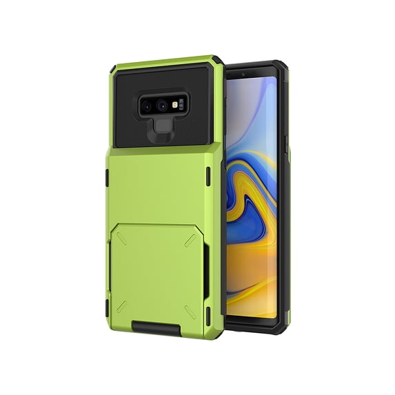 Samsung Note 9 Case, Mantto Wallet Cover 5 Credit Card Slots Holder Flip Hidden Rugged Dual Layer PC & TPU 2 in 1 Protection Hybrid Tough Back Armor Phone Skin For Samsung Galaxy Note 9, Green
