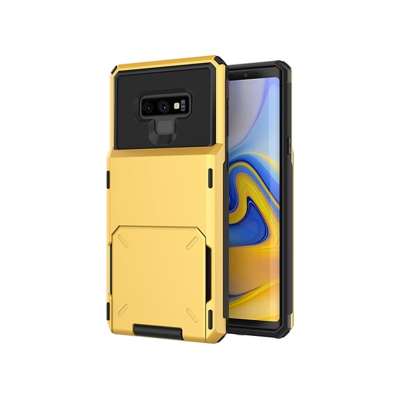 Samsung Note 9 Case, Mantto Wallet Cover 5 Credit Card Slots Holder Flip Hidden Rugged Dual Layer PC & TPU 2 in 1 Protection Hybrid Tough Back Armor Phone Skin For Samsung Galaxy Note 9, Yellow