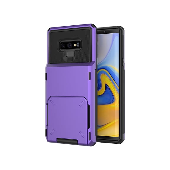 Samsung Note 9 Case, Mantto Wallet Cover 5 Credit Card Slots Holder Flip Hidden Rugged Dual Layer PC & TPU 2 in 1 Protection Hybrid Tough Back Armor Phone Skin For Samsung Galaxy Note 9,Purple