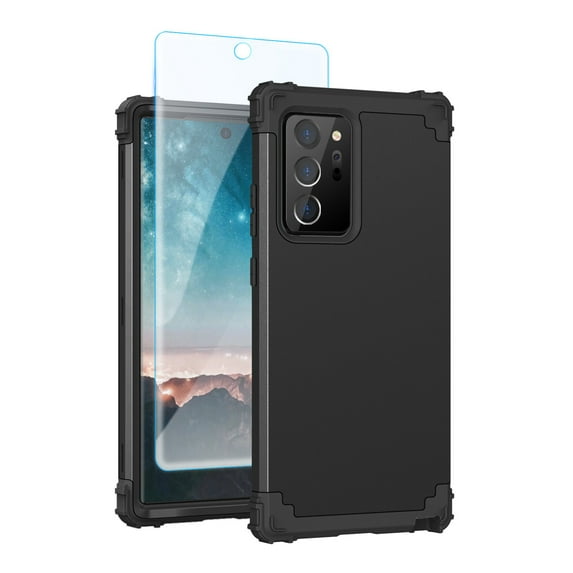 Samsung Note20 Ultra Case with Tempered Glass Screen Protector , Dteck Heavy Dual Layer Full Protection Rugged Shockproof Case For Samsung Galaxy Note 20 Ultra 5G, Black