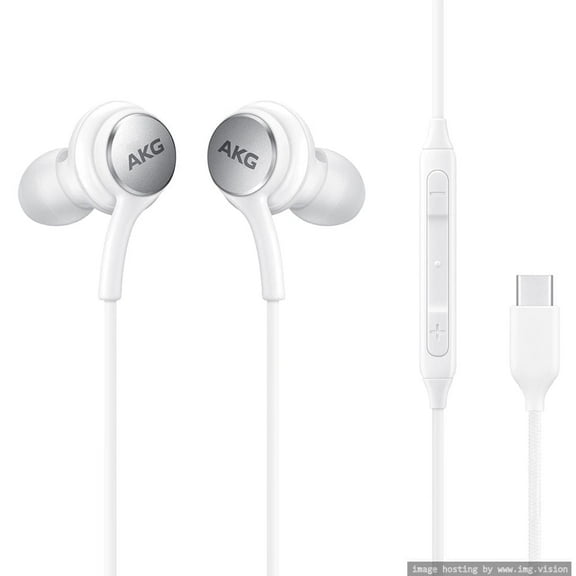 Earbuds Stereo Headphones Compatible with Samsung Galaxy Note 10, Note 10+, Galaxy S10, S9 Plus, S10e - Braided Cable with Microphone and Volume Remote Type-C Connector - White