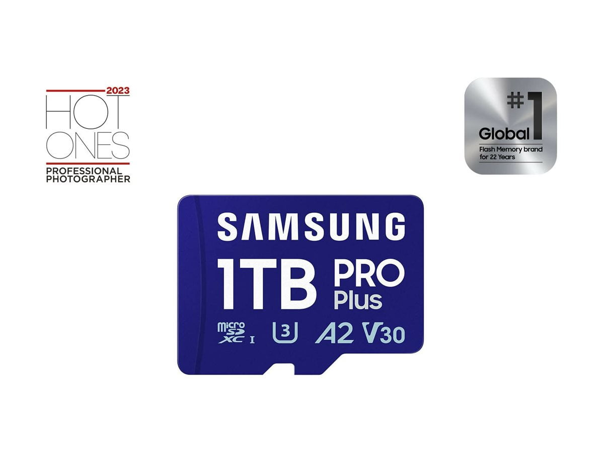 Samsung PRO Plus MB-MD1T0SA - Flash memory card (microSDXC to SD adapter included) - 1 TB - A2 / Video Class V30 / UHS-I U3 - microSDXC UHS-I