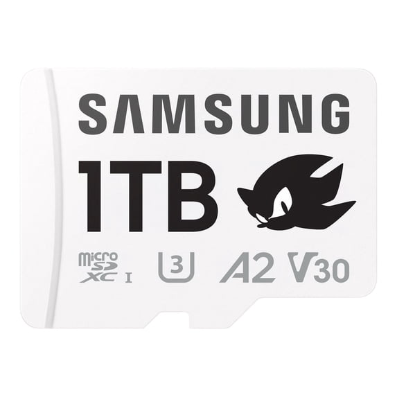Samsung PRO Plus MB-MD1T0SA - Sonic the Hedgehog flash memory card (microSDXC to SD adapter included) - 1 TB - A2 / Video Class V30 / UHS-I U3 - microSDXC UHS-I - white