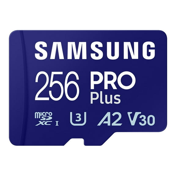 Samsung PRO Plus MB-MD256SA - Flash memory card (microSDXC to SD adapter included) - 256 GB - A2 / Video Class V30 / UHS-I U3 / Class10 - microSDXC UHS-I