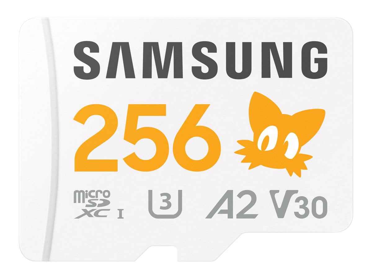 Samsung PRO Plus MB-MD256SA - Sonic the Hedgehog flash memory card (microSDXC to SD adapter included) - 256 GB - A2 / Video Class V30 / UHS-I U3 - microSDXC UHS-I - white