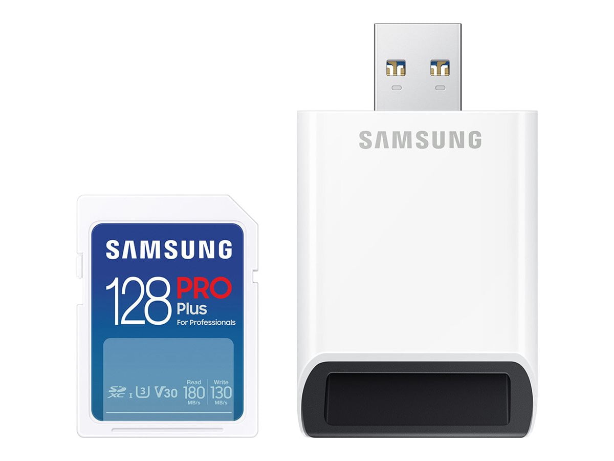 Samsung PRO Plus MB-SD128SB - Flash memory card - 128 GB - Video Class V30 / UHS-I U3 / Class10 - SDXC UHS-I