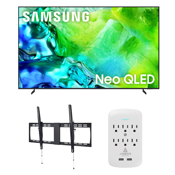 Samsung QN100QN80H TV with XXL-TILT-MOUNT and 6-OUTLET-SURGE (2026)