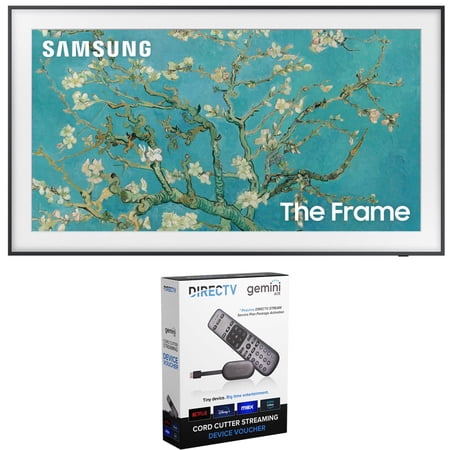 Samsung QN32LS03CB 32 inch The Frame QLED HDR 4K Smart TV Cord Cutting Bundle with DIRECTV Stream Device Quad-Core 4K Android TV Wireless Streaming Media Player (2023 Model)