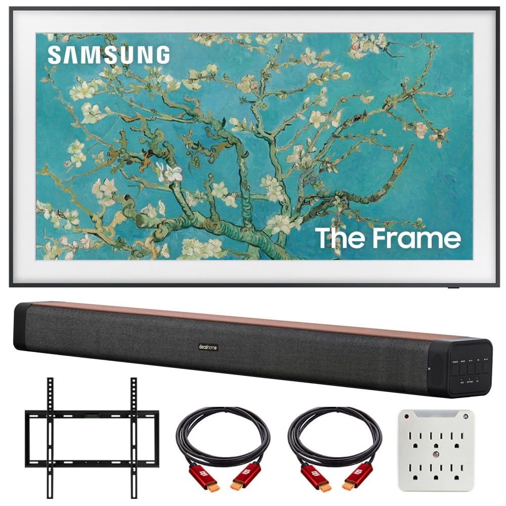 Samsung QN32LS03CB 32 inch The Frame QLED HDR 4K Smart TV Bundle with Deco  Gear 60W 2.0 Channel Soundbar, 19-45 inchTV Wall Mount Bracket Bundle and  6-Outlet Surge Adapter (2023 Model)
