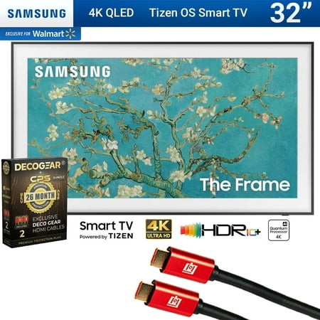 Samsung QN32LS03CB 32 inch The Frame QLED HDR 4K Smart TV Bundle with Deco Gear 4K HDMI 2.0 Cable x2 & Deco Gear CPS Exclusive 26 Month Protection Pack