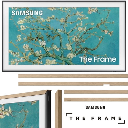 SAMSUNG QN32LS03CB 32 inch The Frame QLED HDR 4K Smart TV Bundle with 32 Inch The Frame Customizable Bezel, Modern Teak (2023 Model)