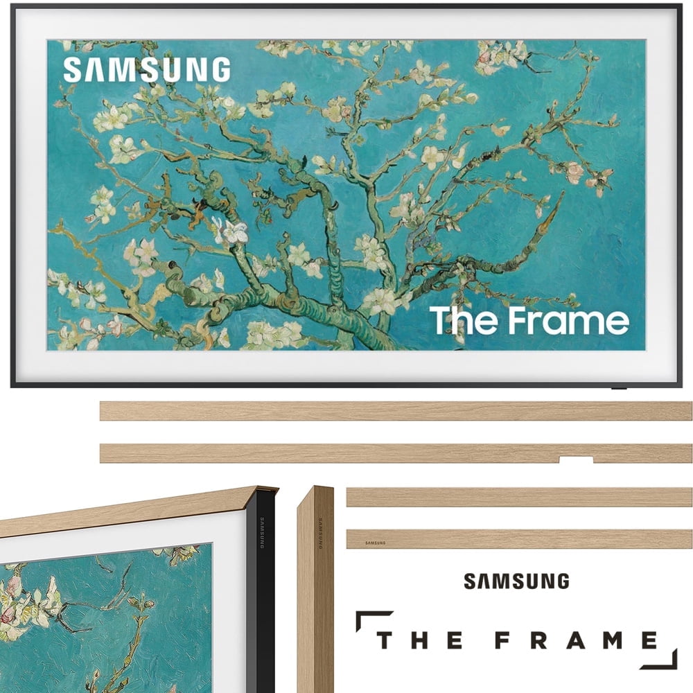 Samsung QN32LS03CB 32 inch The Frame QLED HDR 4K Smart TV Bundle with 32 Inch The Frame Customizable Bezel, Modern Teak (2023 Model)