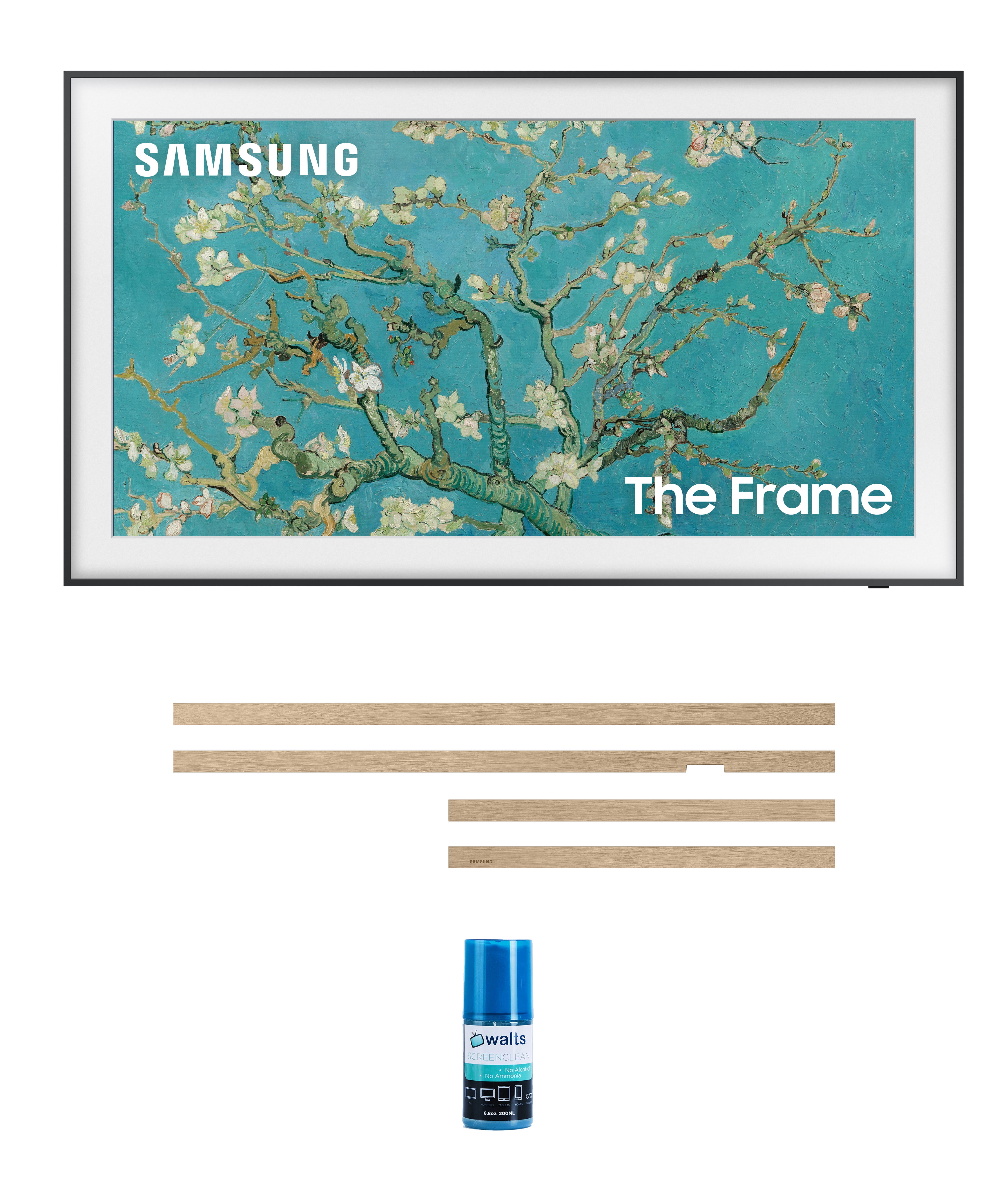 Samsung QN32LS03CBFXZA 32 Inch The Frame QLED Smart TV with Art Mode with a Samsung VG-SCFC32TKB 32 Inch The Frame Customizable Bezel - Modern Teak Samsung QN32LS03CBFXZA 32 Inch The Frame QLED Smart TV with Art Mode with a Samsung VG-SCFC32TKB 32 Inch The Frame Customizable Bezel - Modern Teak