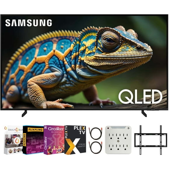 Samsung QN32Q60D 32 Inch QLED 4K Smart TV Bundle with Premiere Movie Streaming Package & TV Setup Bundle with Wall Mount + Surge Adapter + HDMI Cable & More (2024 Model)