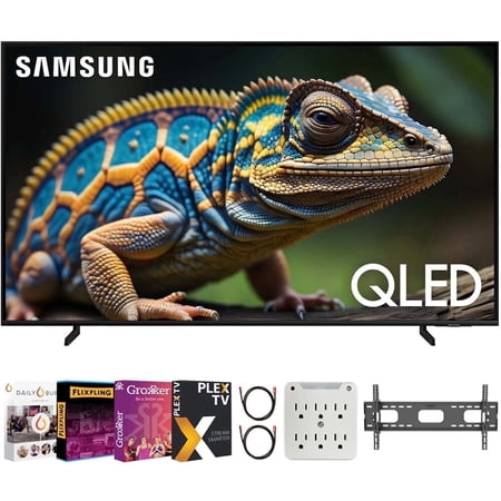 Samsung QN43Q60D 43 Inch QLED 4K Smart TV Bundle with Premiere Movie Streaming Package & TV Setup Bundle with Wall Mount + Surge Adapter + HDMI Cable & More (2024 Model)