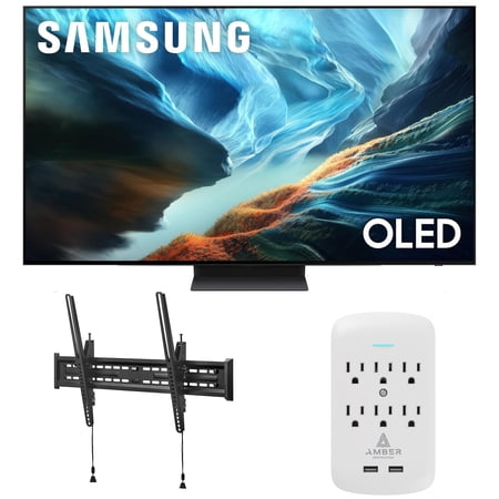 Samsung QN48S90HAEXZA 48" S90H Series OLED 4K UHD Smart Vision AI TV with a Walts TILT-MOUNT-43-90 Tilt Mount and Amber Protection 6-OUTLET-SURGE Surge Protector (2026)