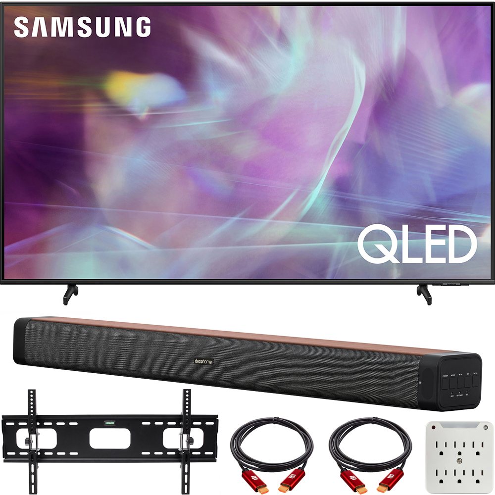 Samsung QN50Q60AAFXZA 50 Inch QLED 4K UHD Smart TV 2021 Bundle with Deco Home 60W 2.0 Channel Soundbar, 37-100 inch TV Wall Mount Bracket Bundle and 6-Outlet Surge Adapter - image 1 of 1