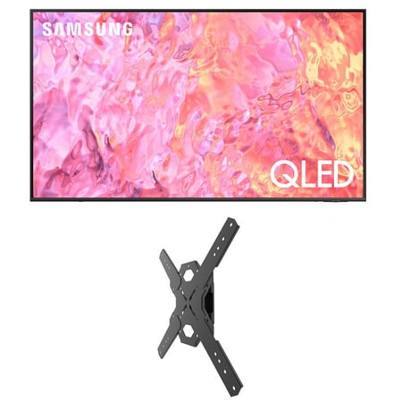 Samsung QN55Q60CAFXZA 55 Inch QLED 4K Quantum HDR Dual LED Smart TV with a Kanto PS100 Tilting TV Mount with 15 Degrees Swivel for 26 Inch-60 Inch TVs (2023)