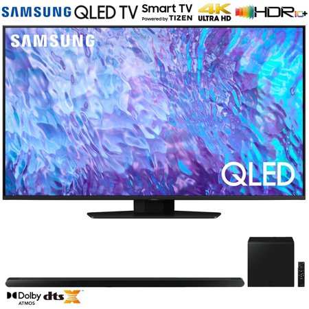 Samsung QN55Q80CA 55 Inch QLED 4K Smart TV (2023 Model) Bundle with Samsung HW-S800B 3.2.1ch Soundbar (Black) with Wireless Dolby Atmos DTS:X
